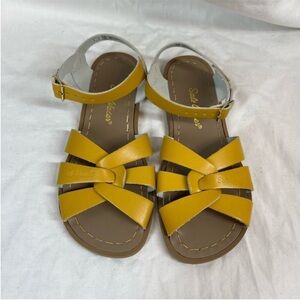 Salt water 100% leather kids strappy mustard yellow sandals NWOB